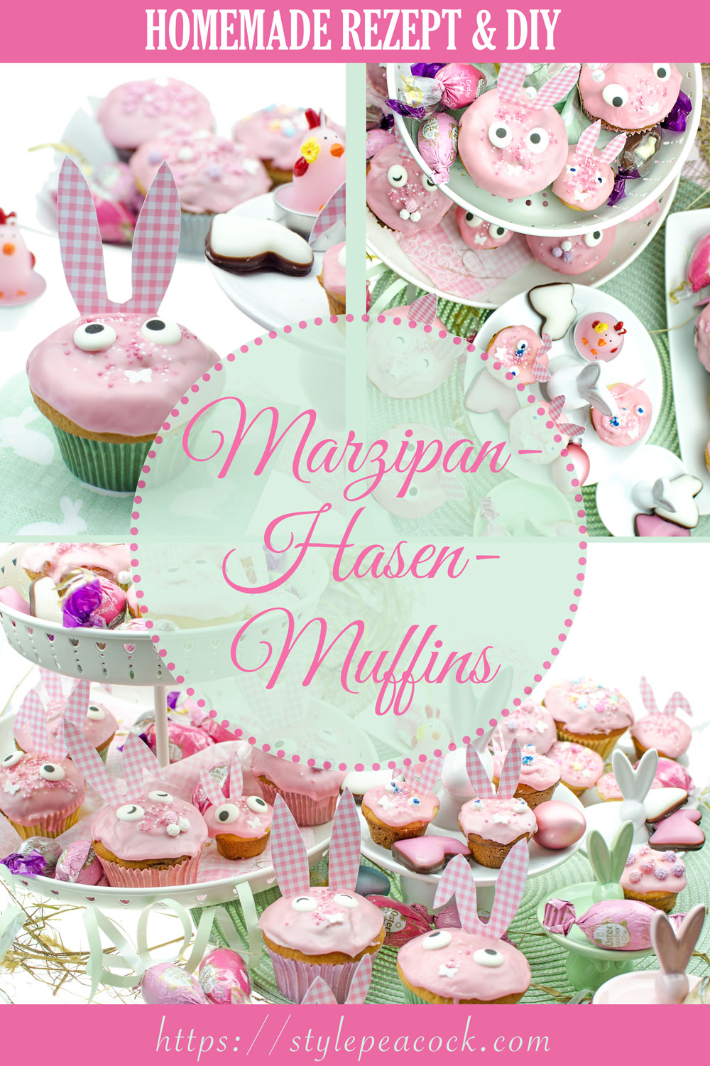 Oster-Hasen-Muffins mit Marzipan aus Rührteig: Locker & süß