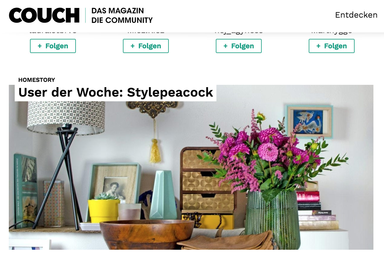 Interior Blog "Stylepeacock" | User der Woche beim Couch Magazin